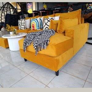 L-Shaped Sectional Sofa – Mustard Yellow
