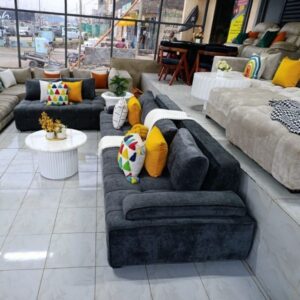 Premium 8-Seater Dark Grey Sofa Set