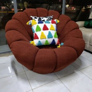 Flower-Design Sofa Dark Brown