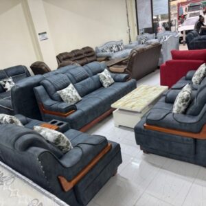 7-Seater Light Grey Soft Leather Sofa Set