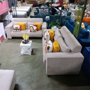 6-Seater Beige Fabric Sofa Set