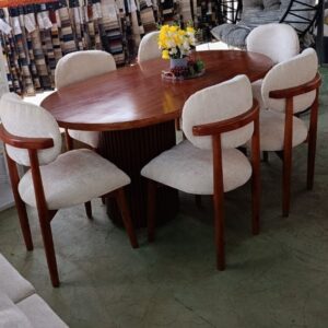6-Seater Oval Dining Table Set