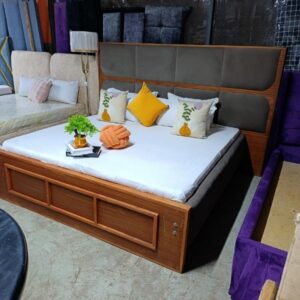 Modern Upholstered Wooden Bed with Storage