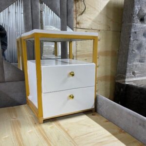 Modern white gold side bed drawers